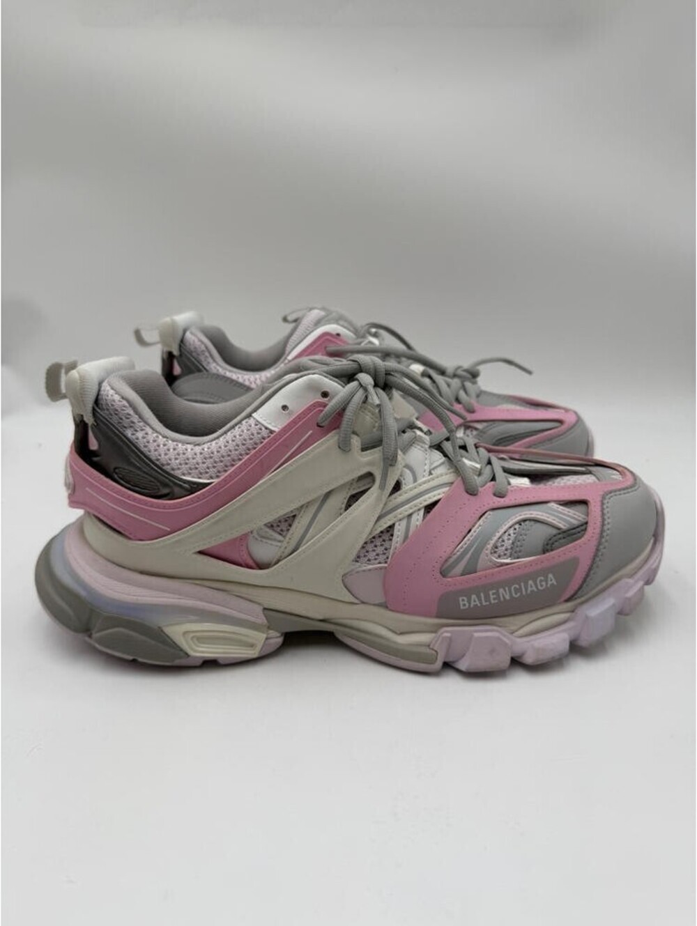 Men's Balenciaga LED Track Sneakers White/Rose Pink/Grey Size 44